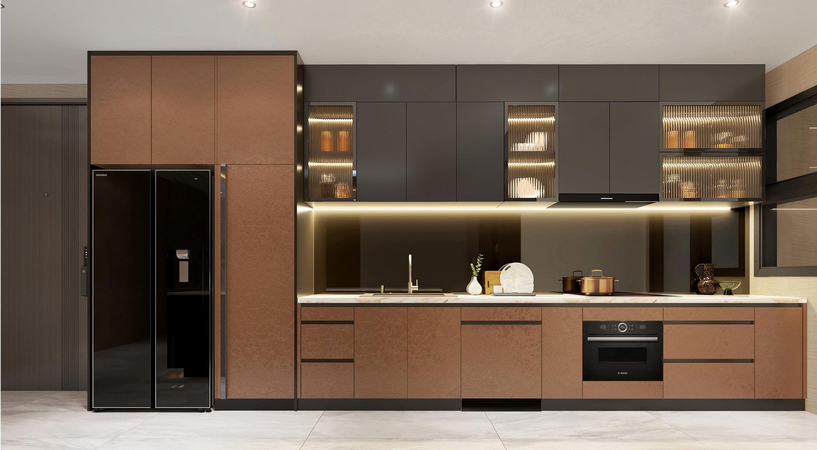 Bếp căn hộ Gladia Heights hoàn thiện cao cấp