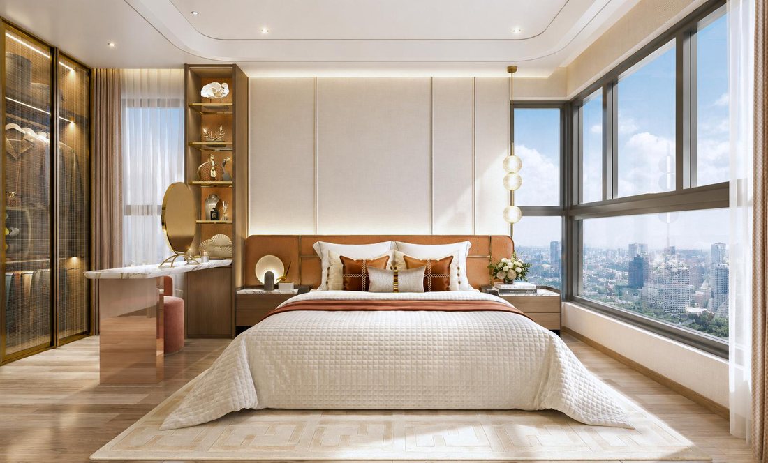 Phòng ngủ chính căn hộ mẫu Gladia Heights