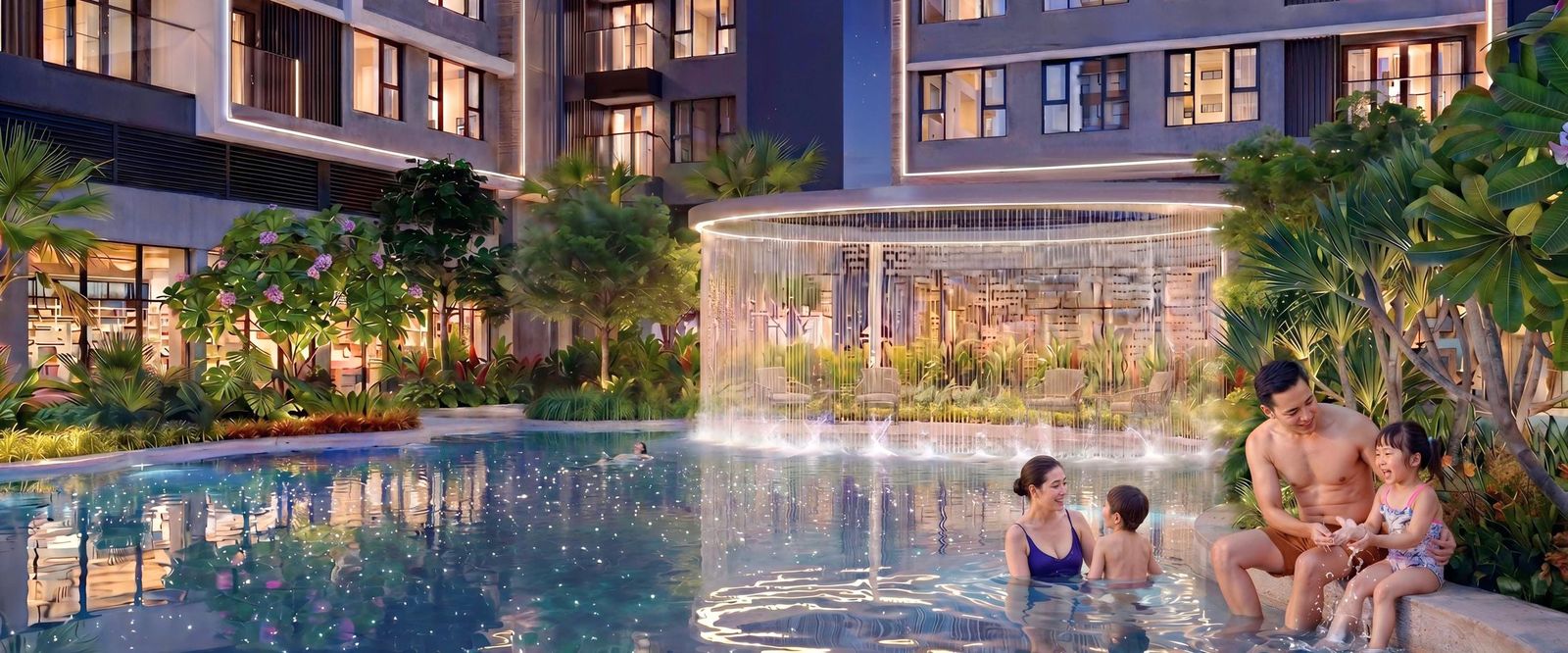 Hồ Bơi Ngân Hà ánh sao Gladia Heights về đêm