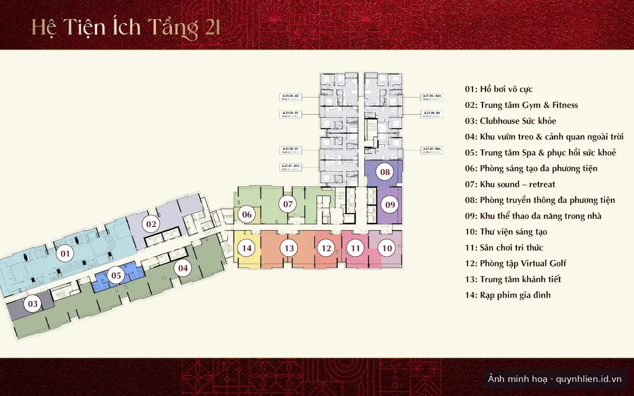 Sơ đồ hệ tiện ích tầng 21 dự án Khải Hoàn Imperial