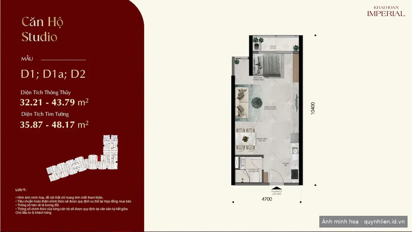 Layout căn hộ Studio Khải Hoàn Imperial