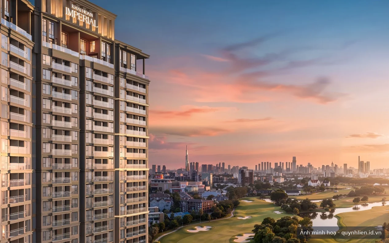 Tầm nhìn panorama từ căn hộ Khải Hoàn Imperial ra sân golf Sông Bé và Quốc lộ 13